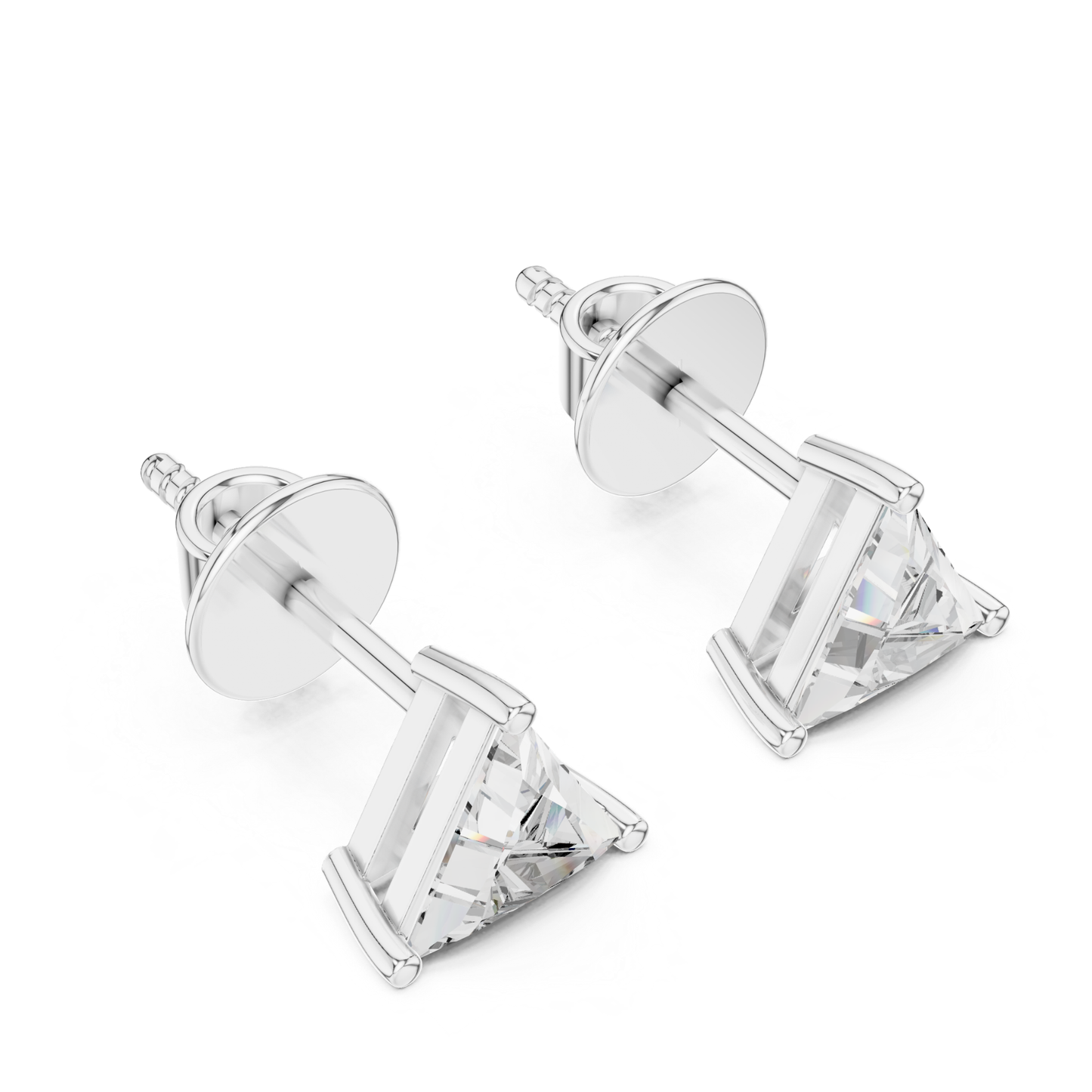 Trillion Cut Diamond Stud Earrings with Prong Setting | 18K