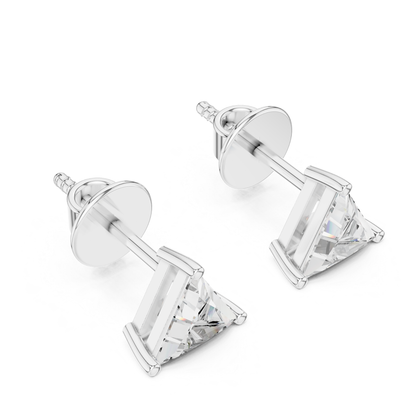 Trillion Cut Diamond Stud Earrings with Prong Setting | 18K