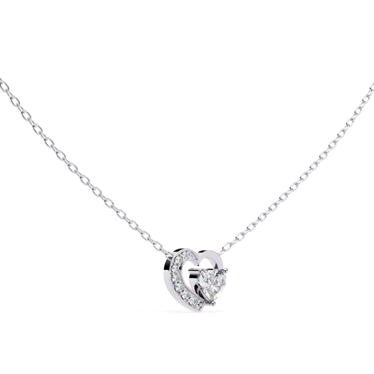 Heart Cut Lab Grown Diamond Double-Heart Pendent with Chain