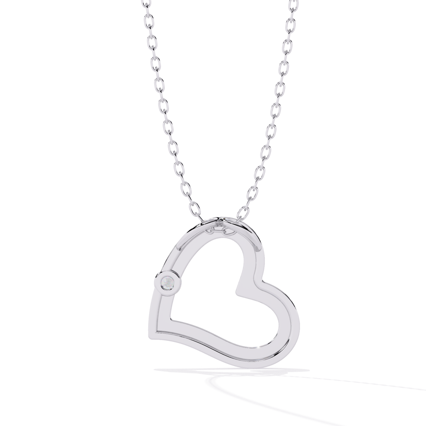 Side Accent Diamond Heart Pendant