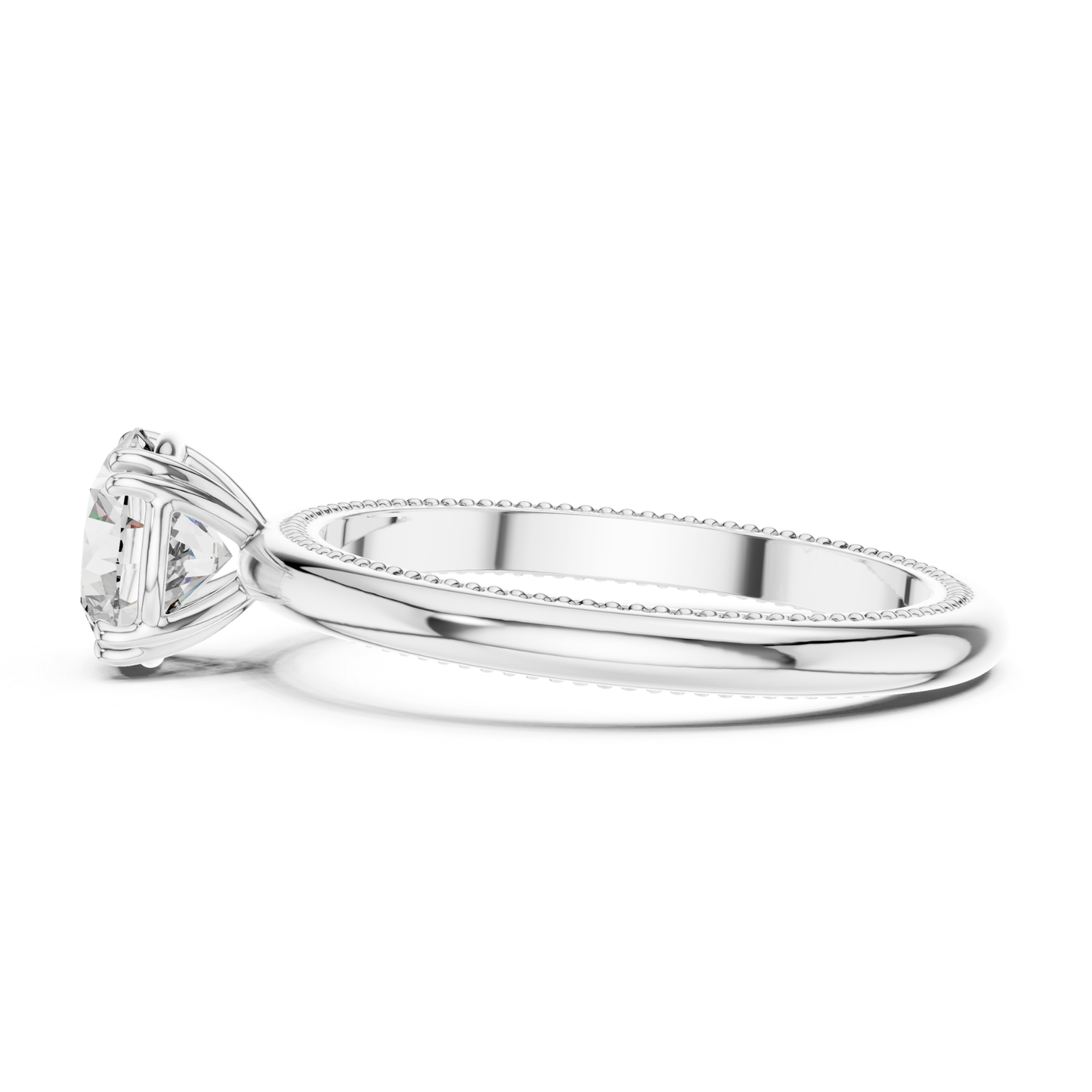 Round Diamond Milgrain Band Ring | 18K Gold Fine Jewelry