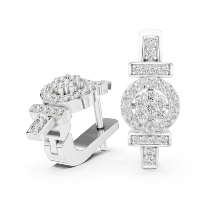 Geometric Circle Diamond Drop Earrings | Modern Gold Luxury