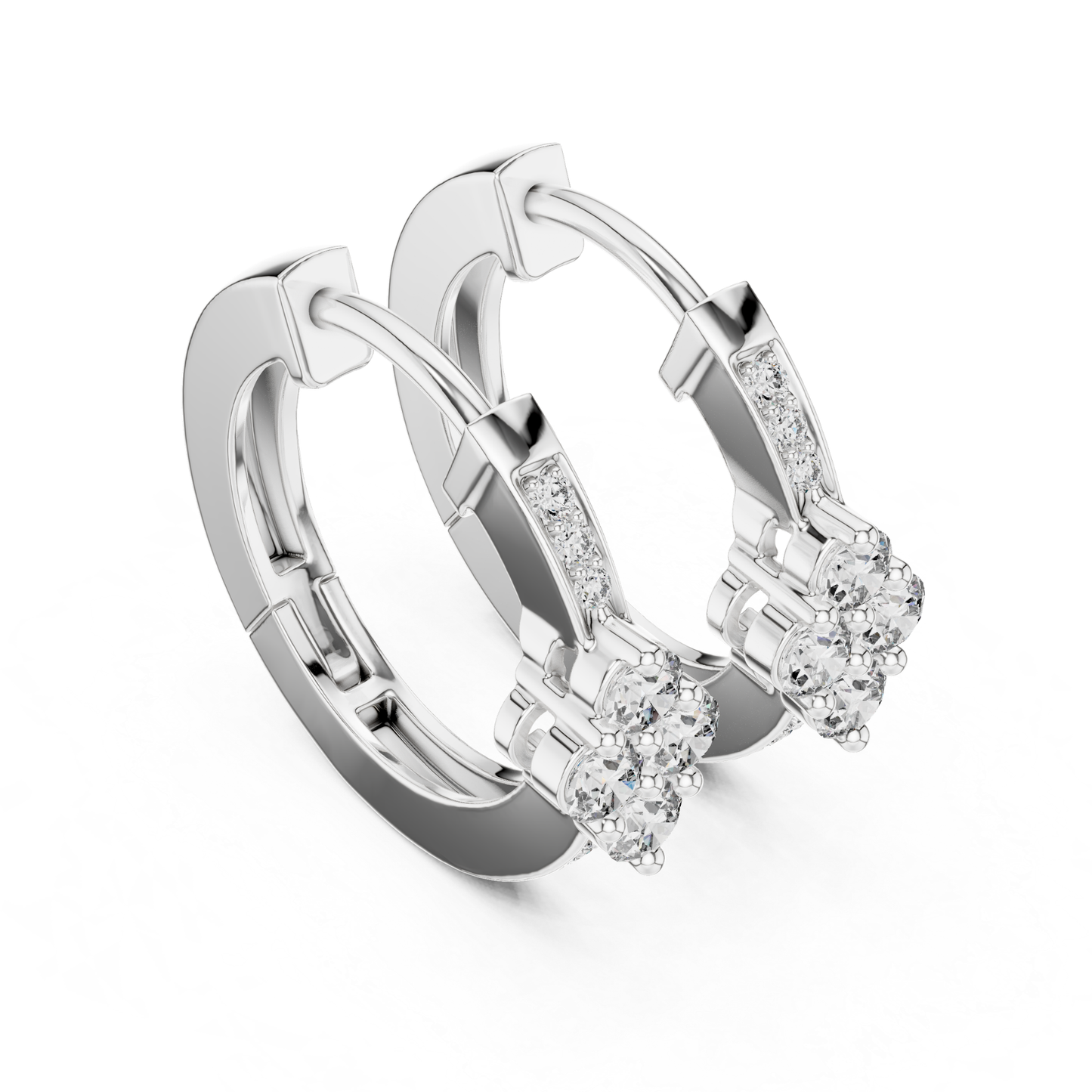 Floral Diamond Hoop Earrings with Round Brilliant Cluster Detail | Eternal Bloom