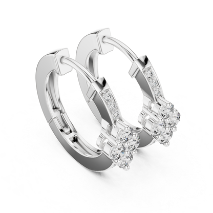 Floral Diamond Hoop Earrings with Round Brilliant Cluster Detail | Eternal Bloom