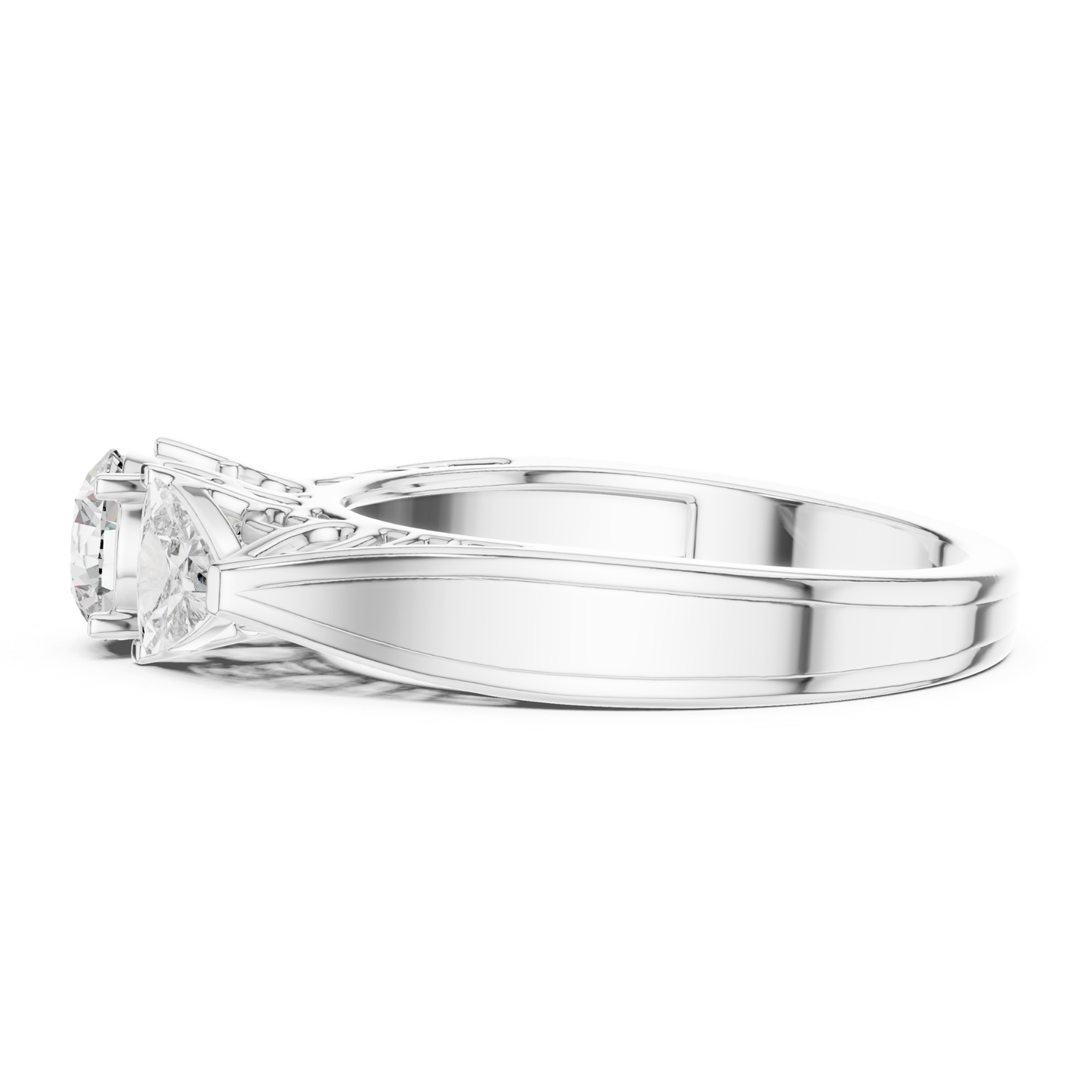 Runder Diamant-Ring mit drei Steinen | Drei Steine, eine Liebe