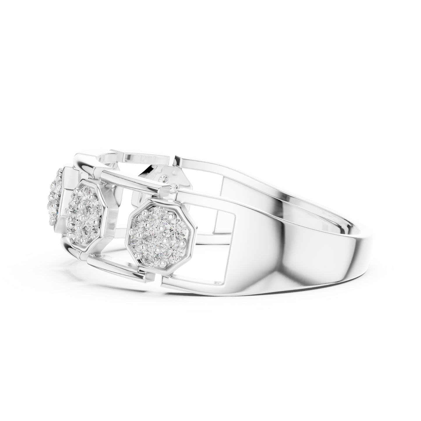 Octagon Shape Round Diamond Band | Modern Luxury Jewelry Style