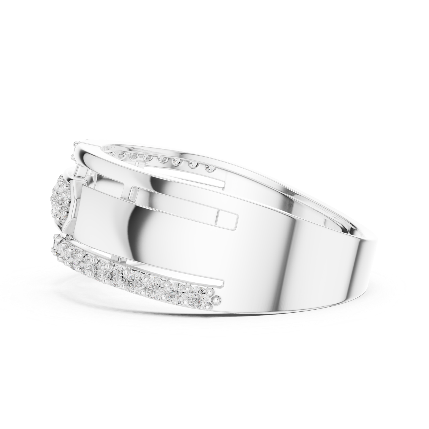 Invisible Set Diamond Modern Band Rings | Luxury White Gold Style