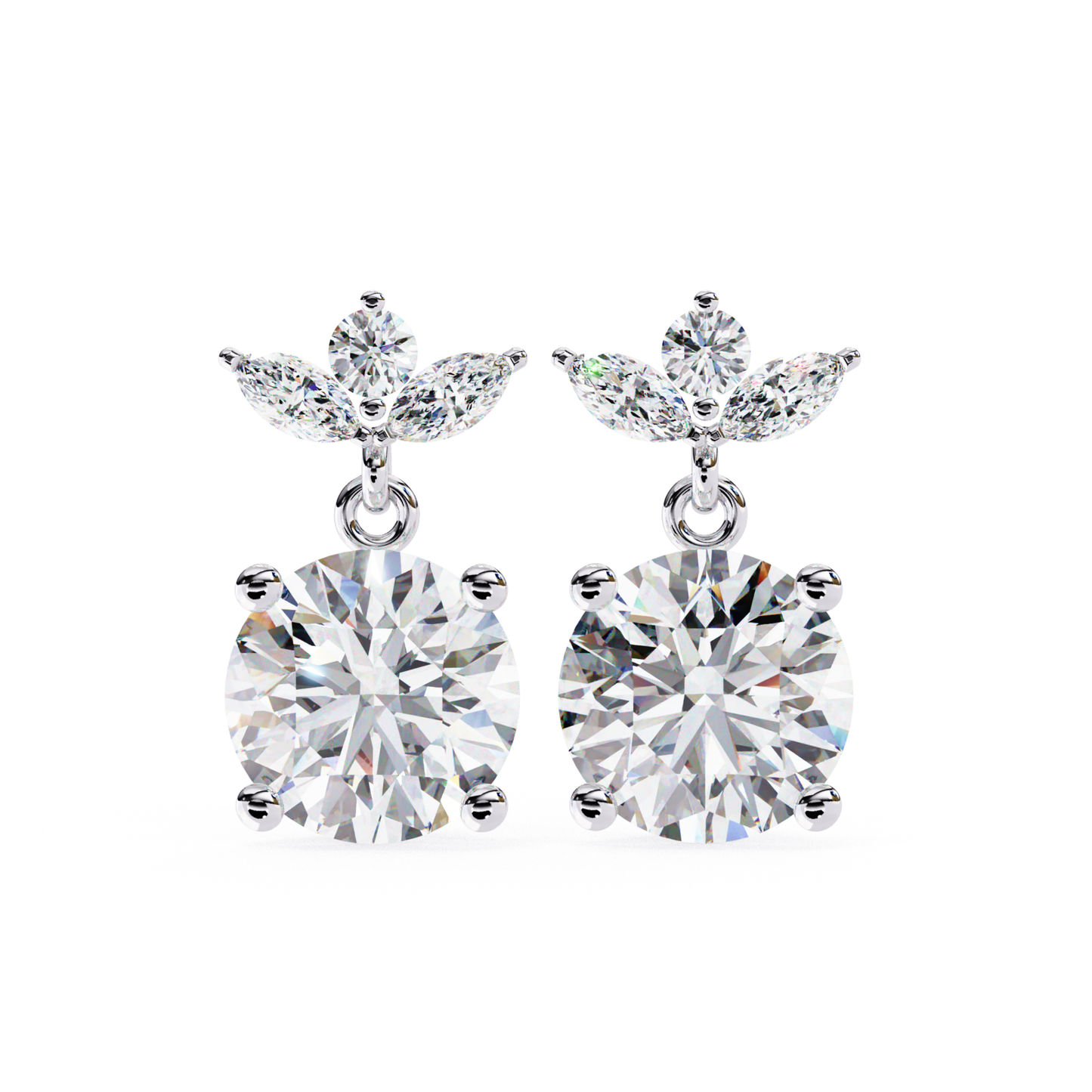 Diamond Leaf Drop Lab Grown Earrings
