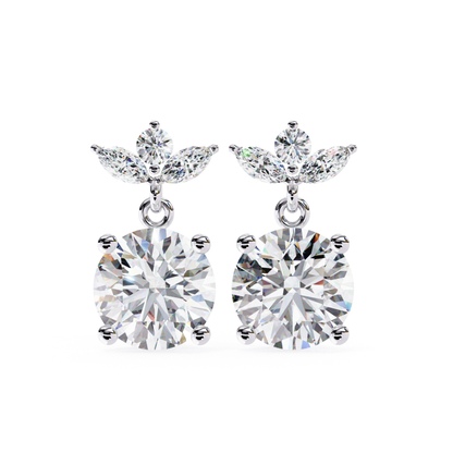 Diamond Leaf Drop Lab Grown Earrings