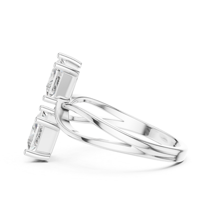 Princess Cut Diamond Bypass Ring | Double Stone Luxury Design