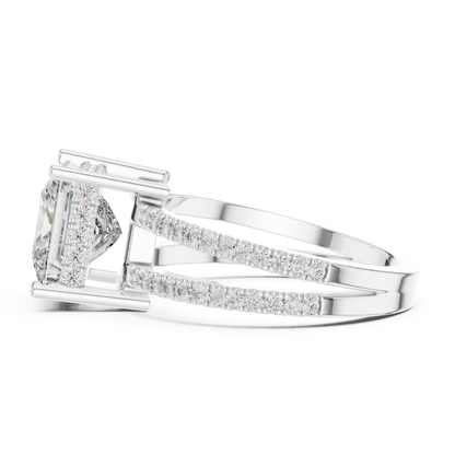 Princess Cut Split Shank Diamond Ring | Luxury Gold Style