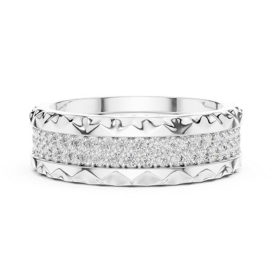 Diamond Eternity Hammered Texture Band | Luxury Gold Style