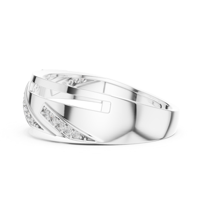 Luxury Geometric Diamond Wedding Band | Modern Wide Style