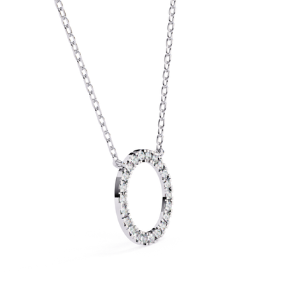 Round Halo Circle Lab Grown Diamond Pendant With Chain | 18K
