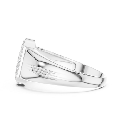 Round Diamond Cluster Signet Ring | Modern Luxury Style