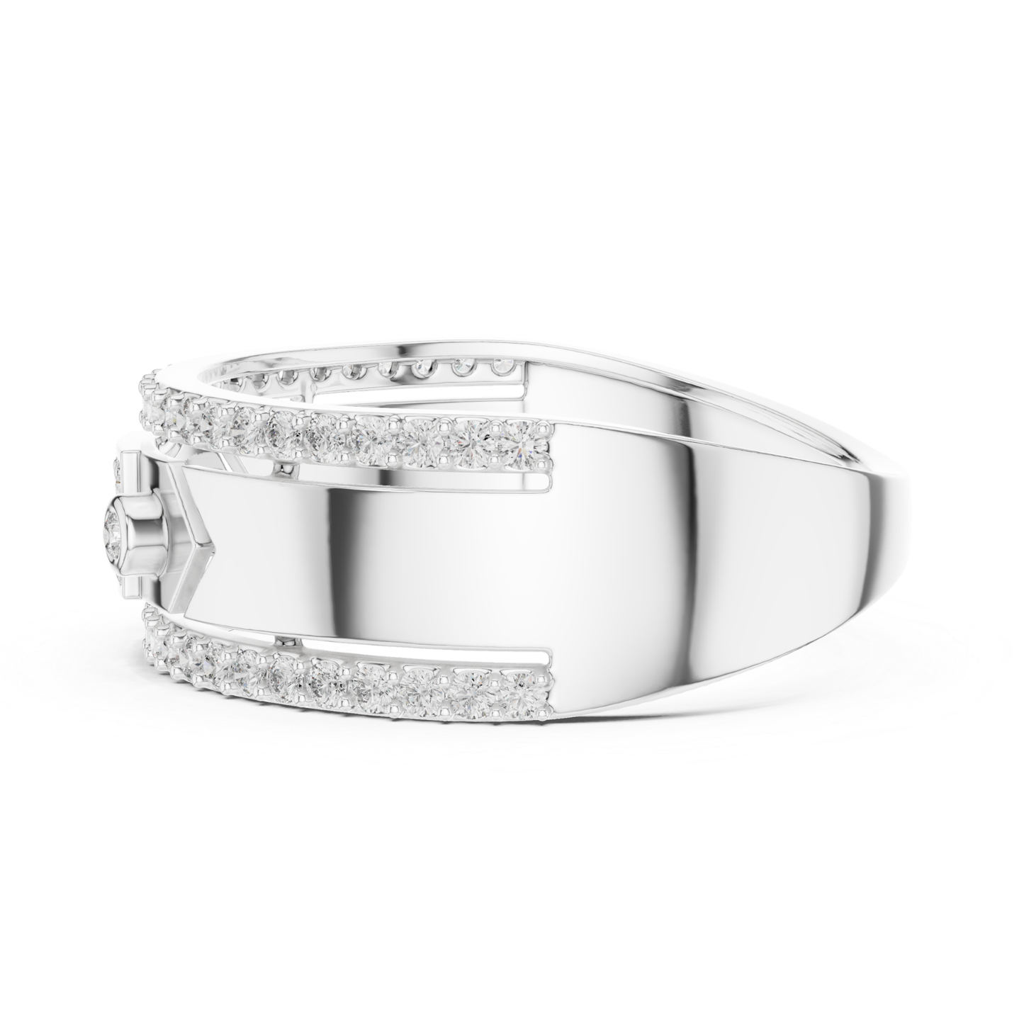 Luxury Diamond Square Center Band Rings | Modern Statement Style