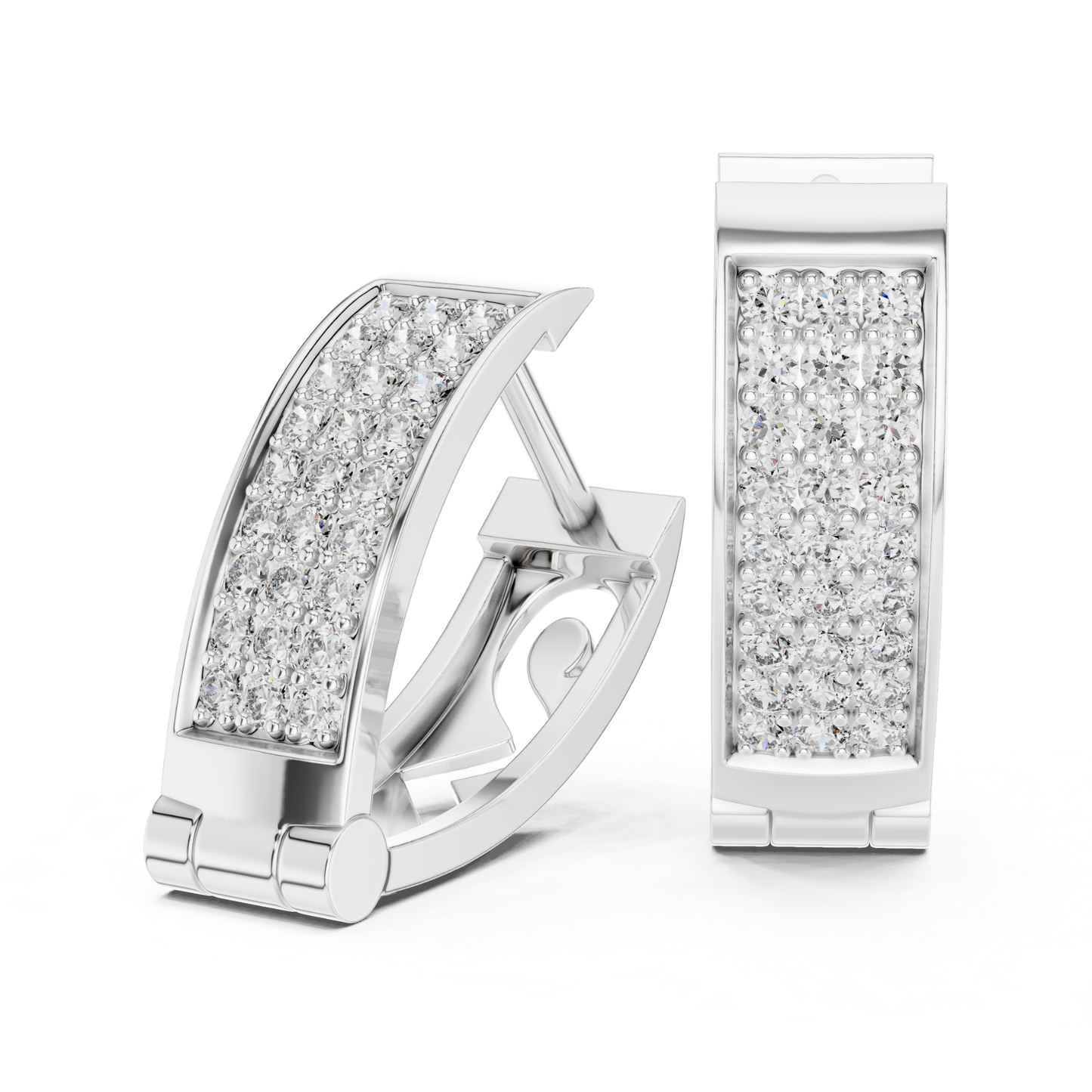 Rectangular Pave Diamond Hoop Earrings | Modern Luxe Brilliance