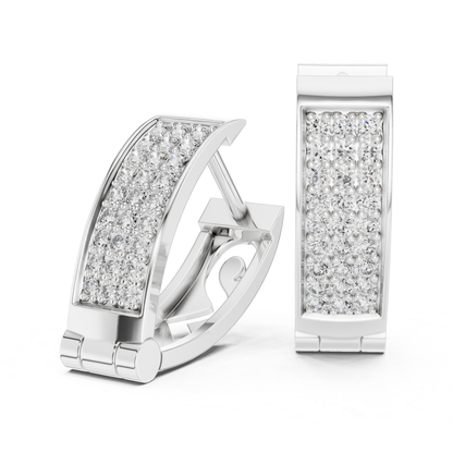 Rectangular Pave Diamond Hoop Earrings | Modern Luxe Brilliance