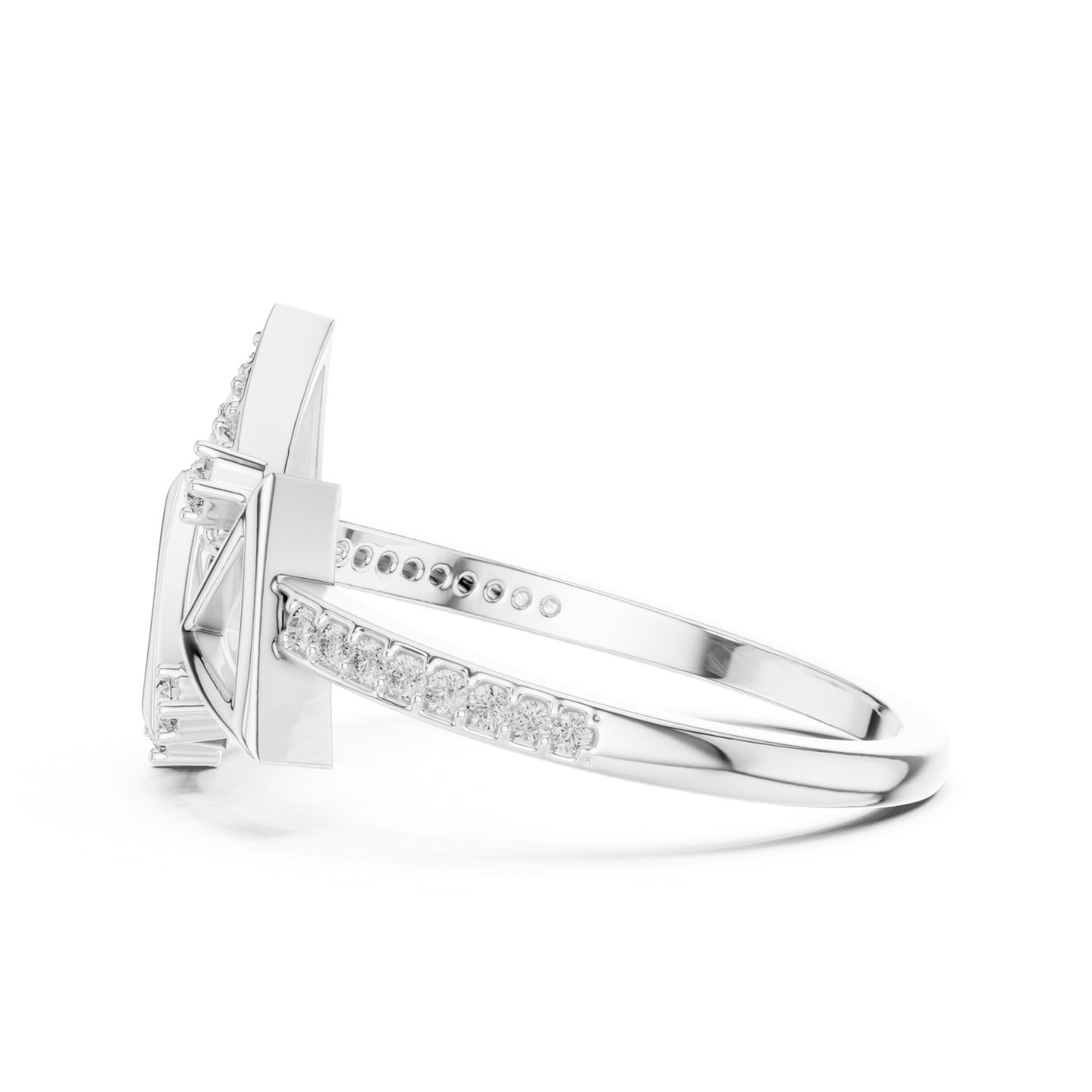 Round Diamond Triangle Open Wrap Ring | Modern Luxury Style