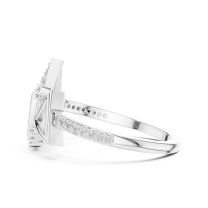 Round Diamond Triangle Open Wrap Ring | Modern Luxury Style