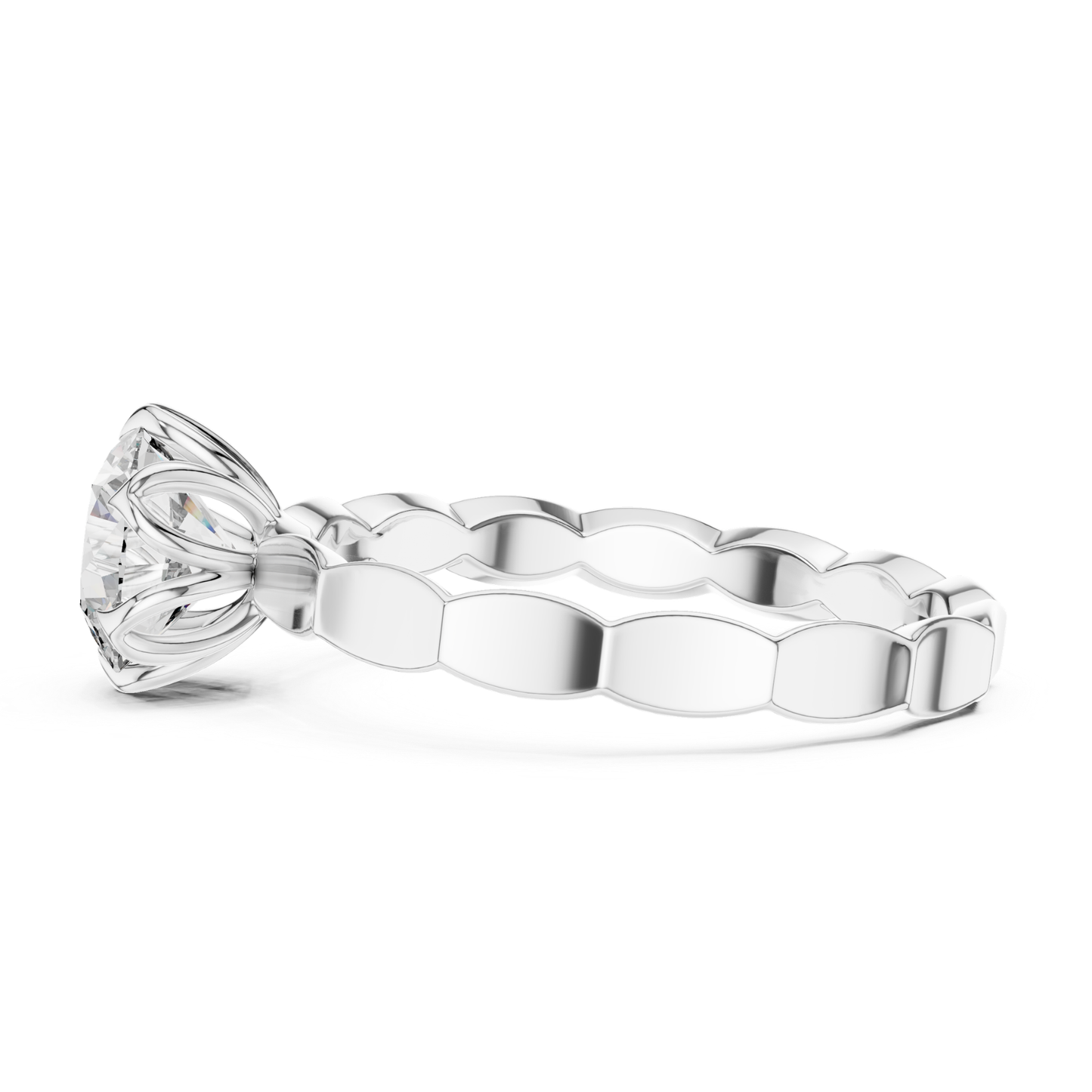 Round Diamond Floral Band Ring | 18K Gold Fine Jewelry