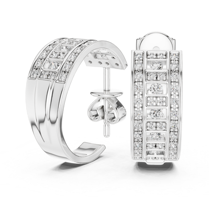 Geometric Diamond Hoop Earrings with Round Brilliant Details | Modern Luxe