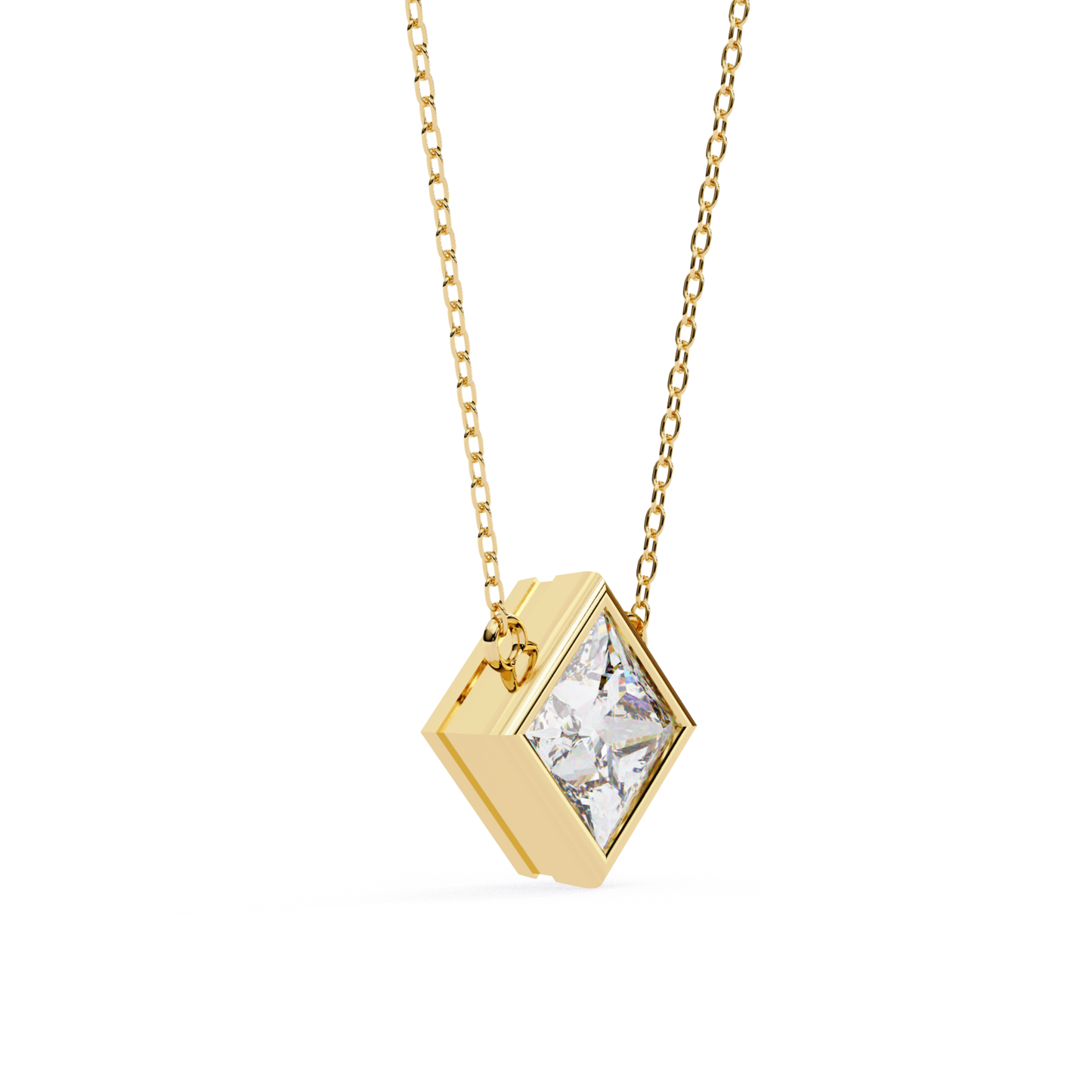 Princess cut Lab Grown Diamond Pendant With Chain