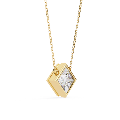 Princess cut Lab Grown Diamond Pendant With Chain