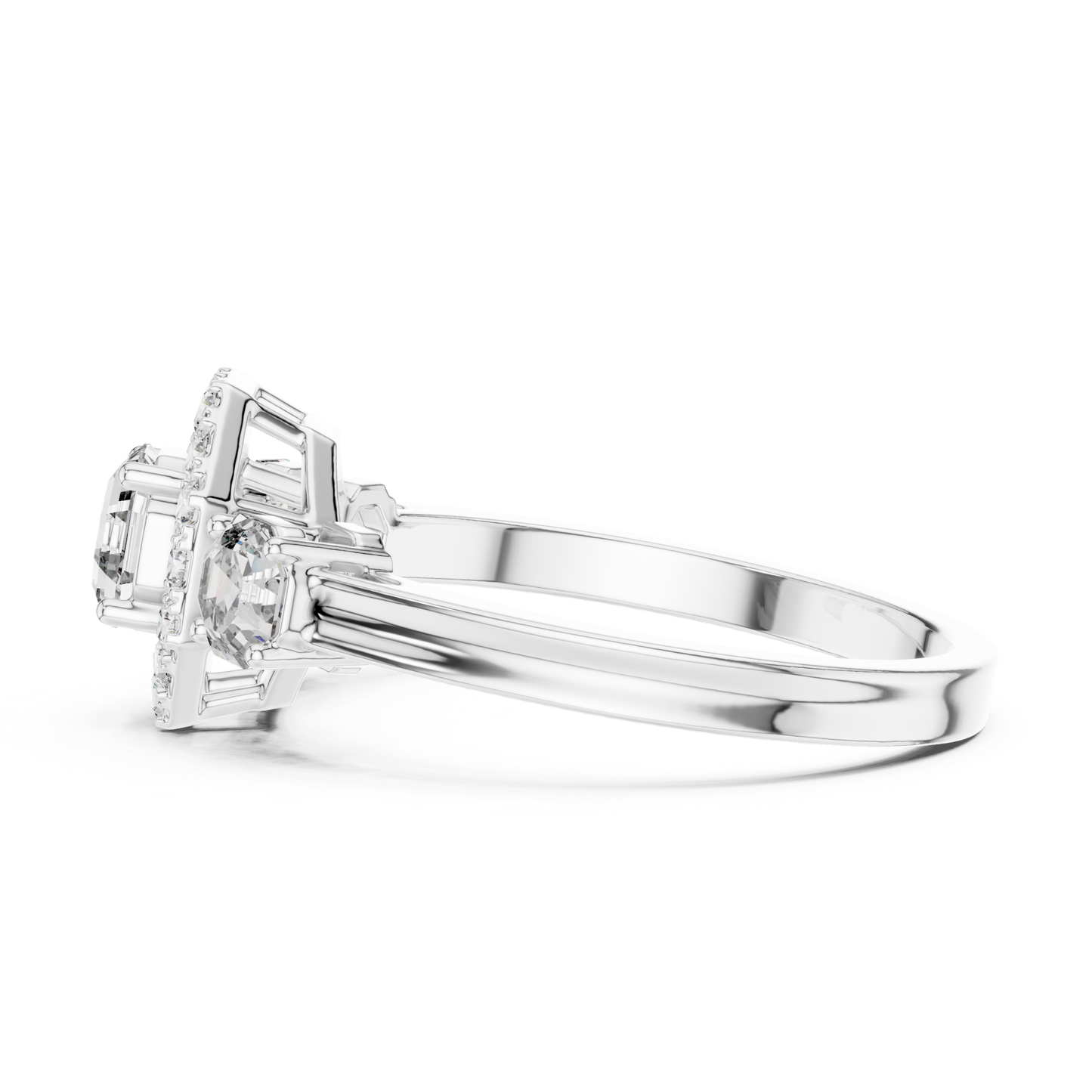 Octagon Halo Three Diamond Band Ring | Eight Sides of Brilliance