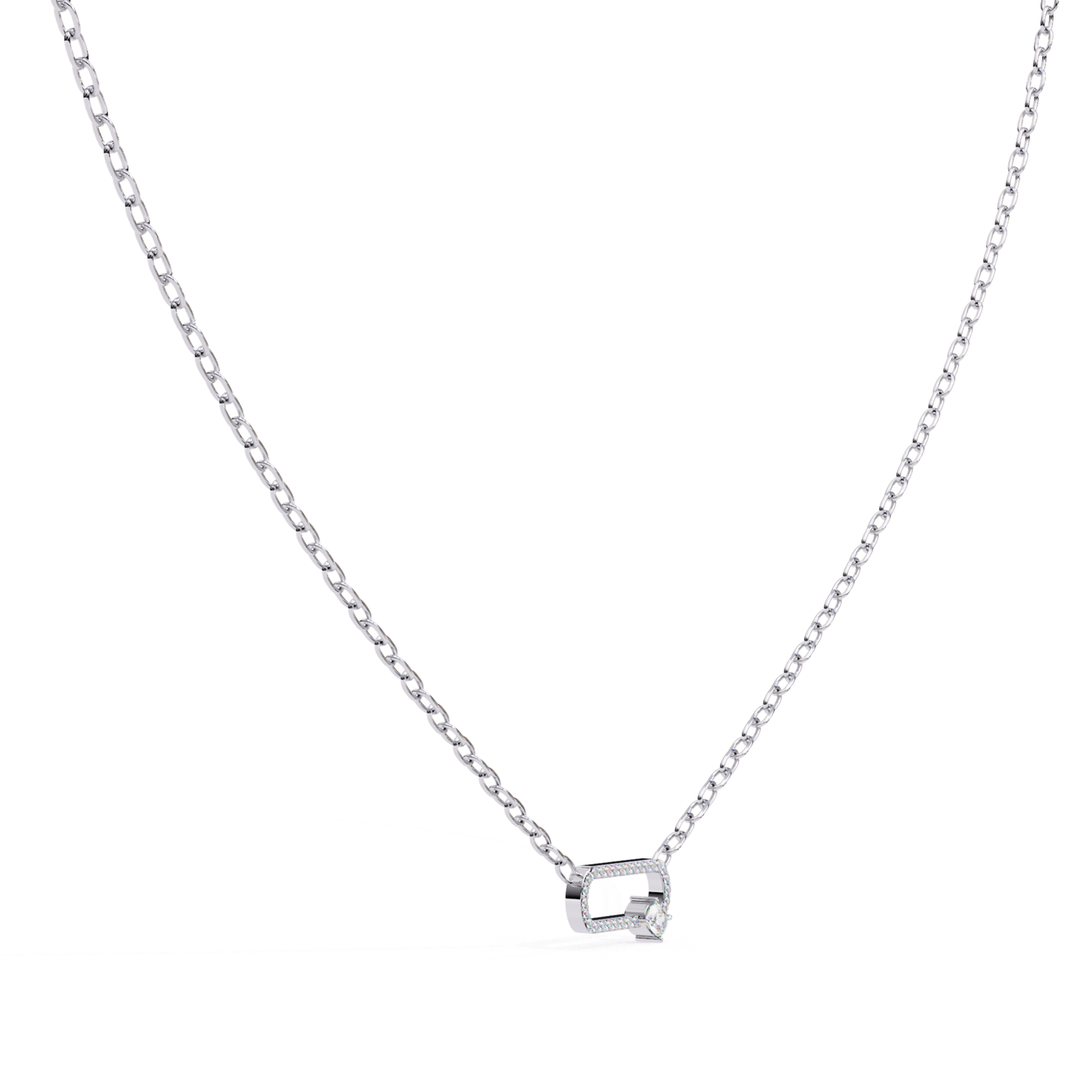 Cushion Cut Lab Grown Diamond Link Pendant With Chain | 18K