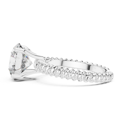 Round Diamond Rope Texture Ring | Twisted in Pure Brilliance