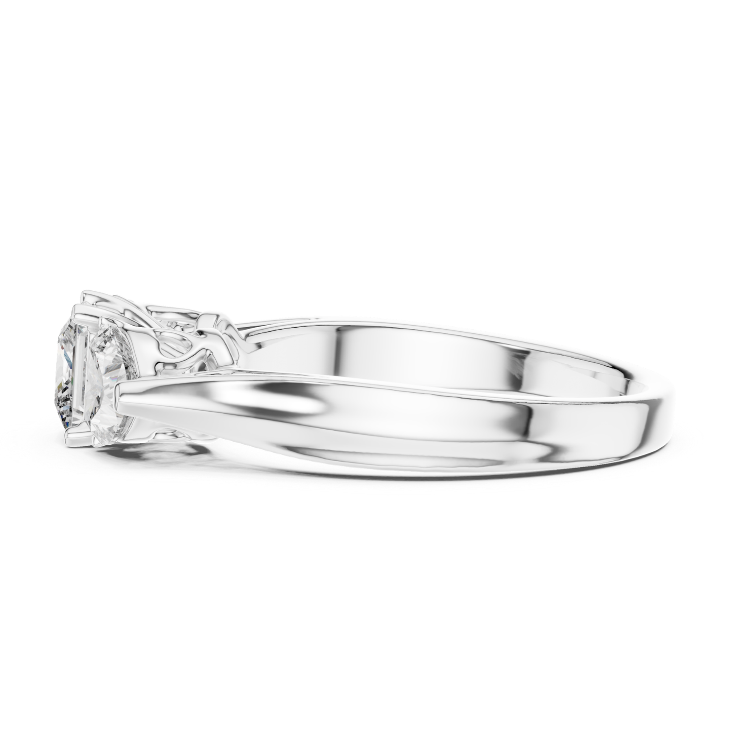 Princess Center Three Diamond Band Ring | Reign in Brilliance