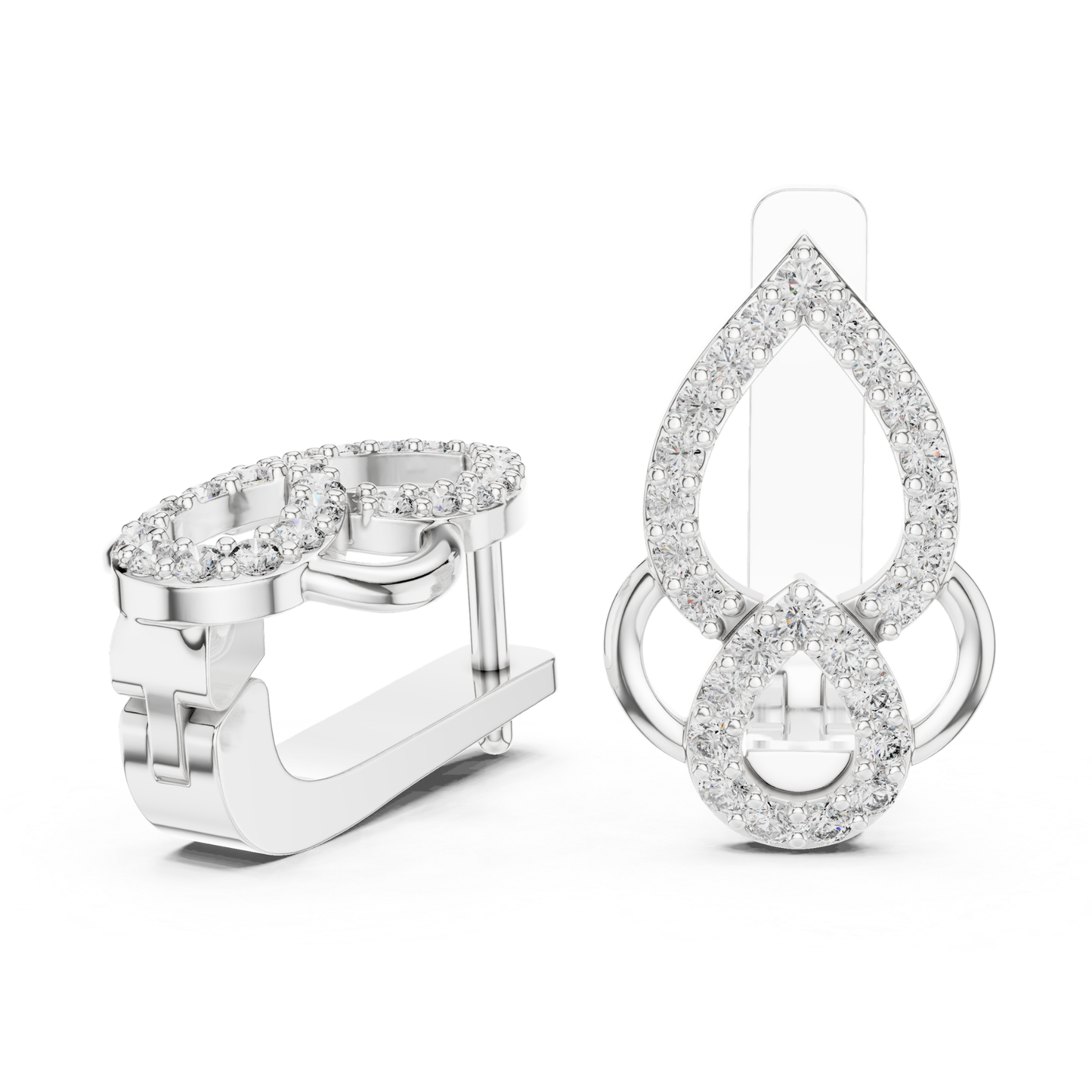 Elegant Diamond Drop Earrings with Teardrop Openwork Luxury