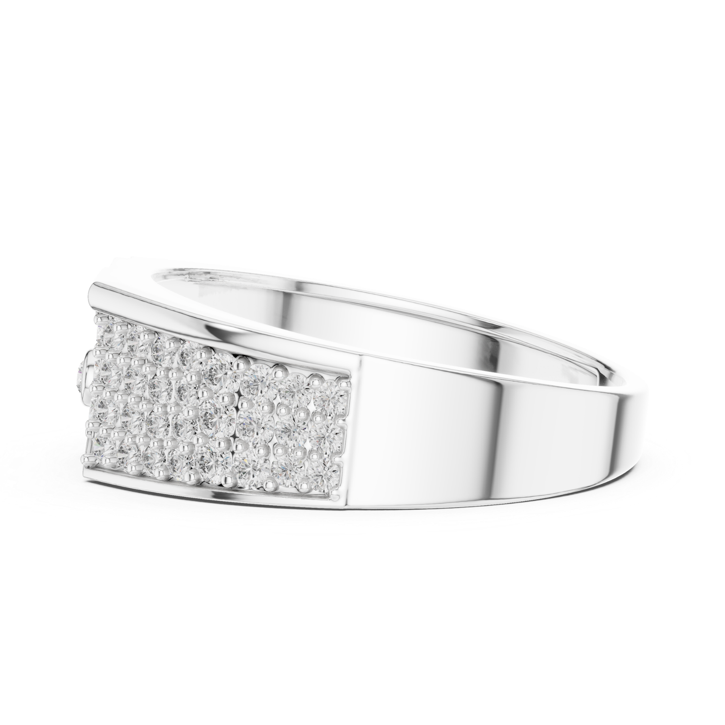 Round Diamond Luxury Band | Modern White Gold Statement Style