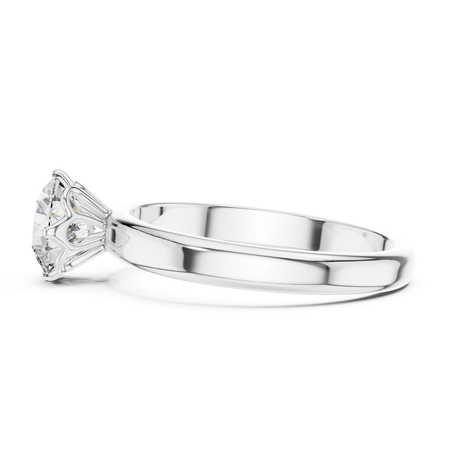 Round Diamond Plain Solitaire Ring | 18K Gold Jewelry