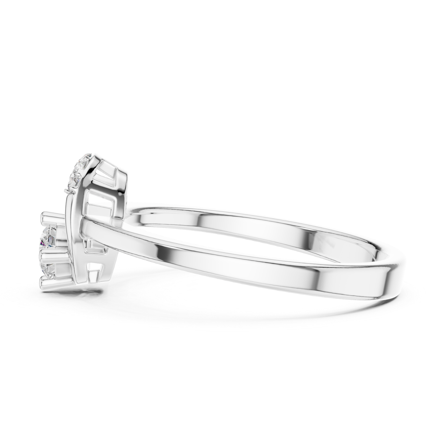 Round Diamond Curved Accent Ring | Elegant Modern Gold Style