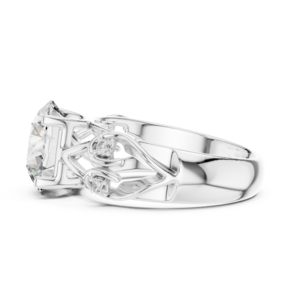 Round Cut Diamond Ring with Detailed Band | Every Detail Shines