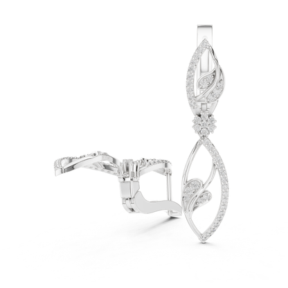 Floral Leaf Diamond Drop Earrings | Elegant Nature Inspired Luxury