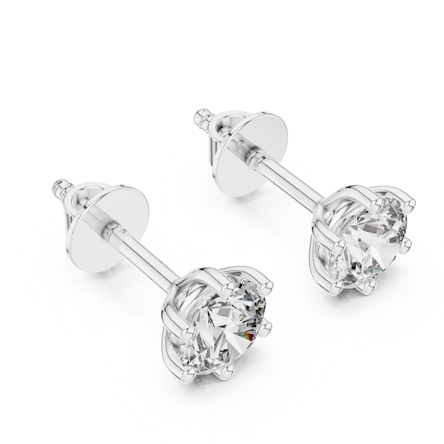 Round Diamond Stud Earrings | Timeless Brilliance in Six Prong Setting