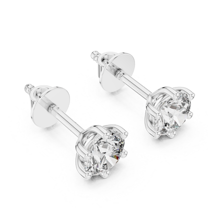Round Diamond Stud Earrings | Timeless Brilliance in Six Prong Setting