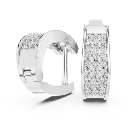 Rectangular Diamond Hoop Earrings with Multi Row Brilliance | Modern Radiance