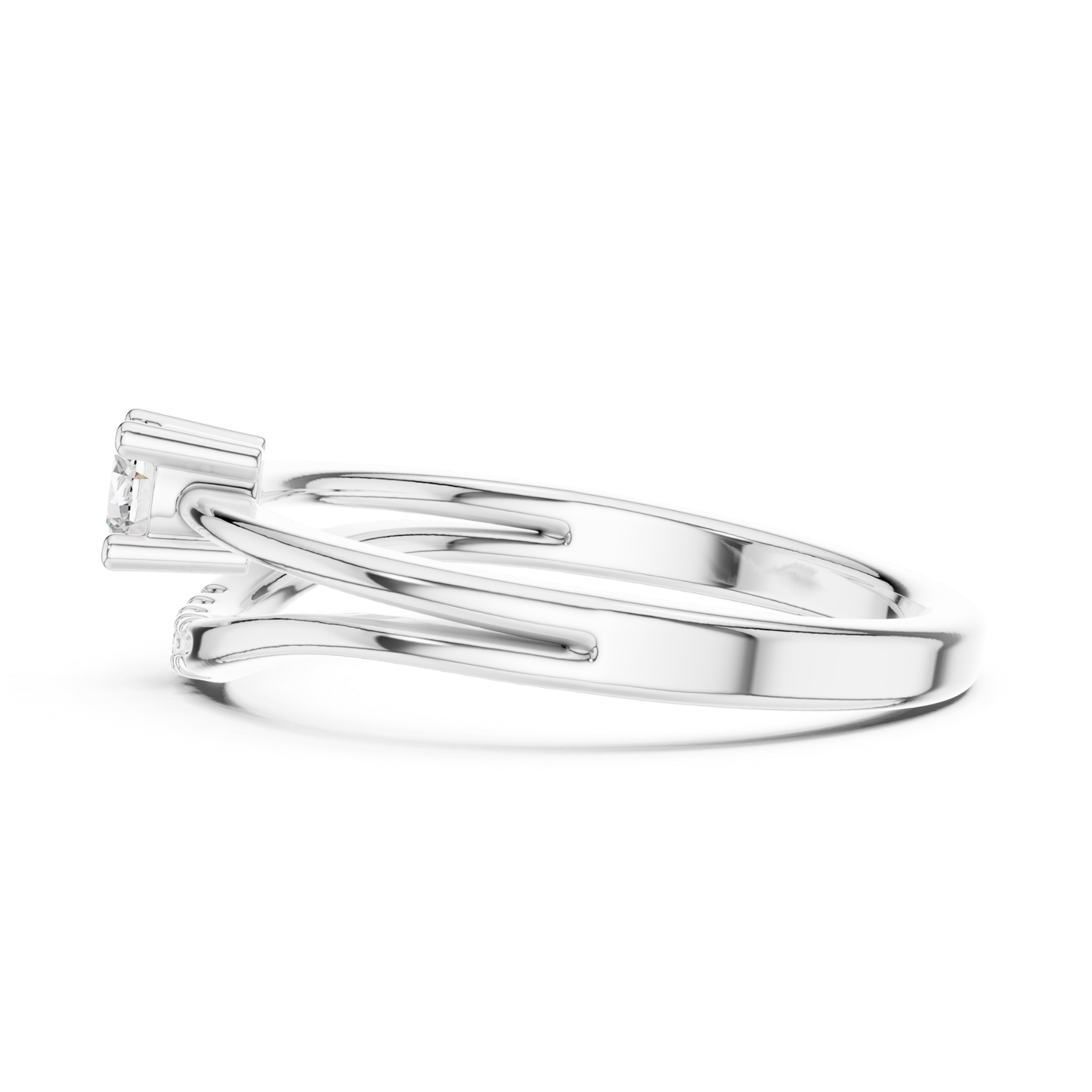 Round Cut Diamond Chevron Ring | Elegant Minimal Luxury Style