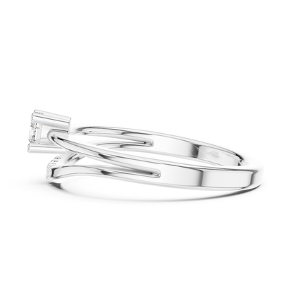 Round Cut Diamond Chevron Ring | Elegant Minimal Luxury Style
