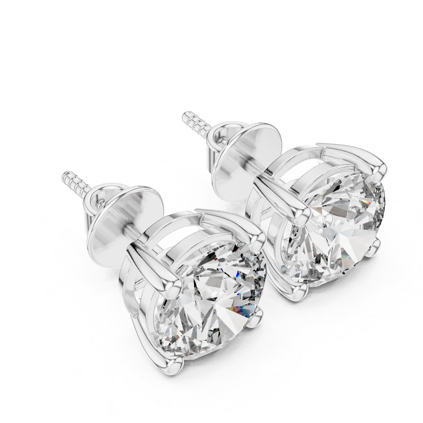 Ohrstecker mit runden Diamanten und klassischer Krappenfassung | 18K