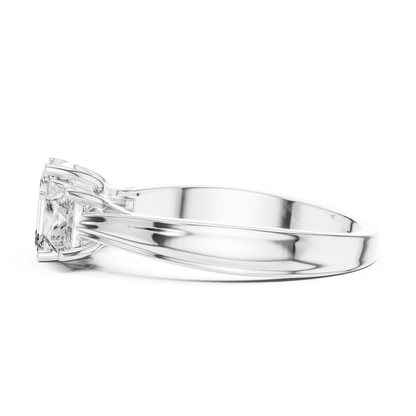 Emerald Center Three Diamond Band Ring | Royally Green & Brilliant