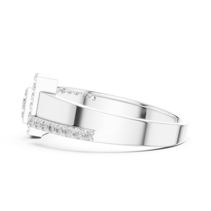 Round Diamond Geometric Square Ring | Modern Luxury Style