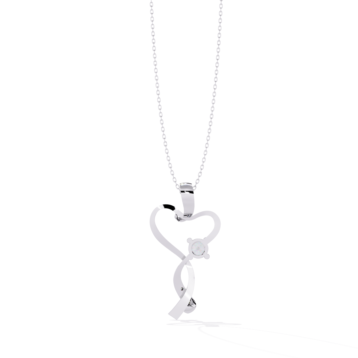 Open Heart Diamond Pendant with Curved Design