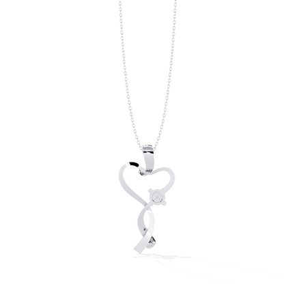 Open Heart Diamond Pendant with Curved Design