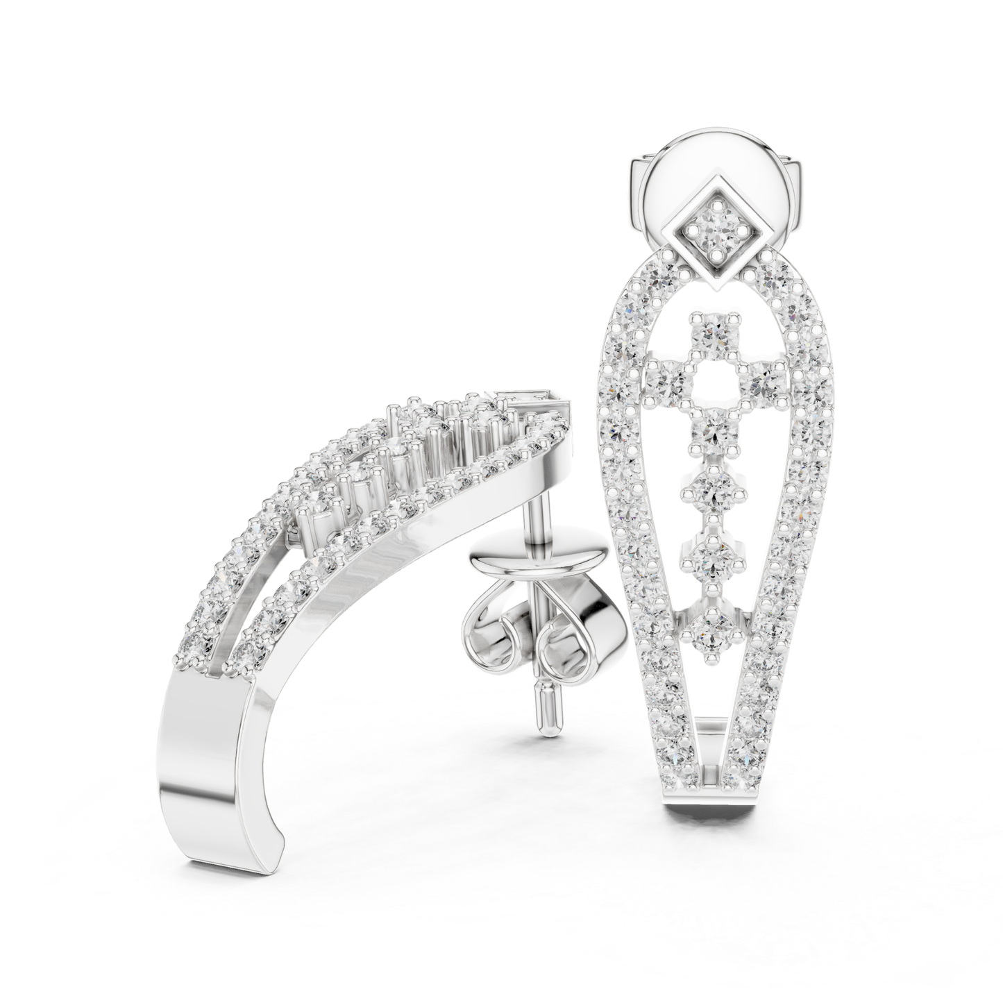 Geometric Diamond Drop Earrings with Openwork Elegance | Modern Luxury