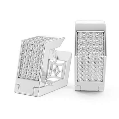 Rectangular Diamond Hoop Earrings with Multi Row Brilliance | Modern Radiance